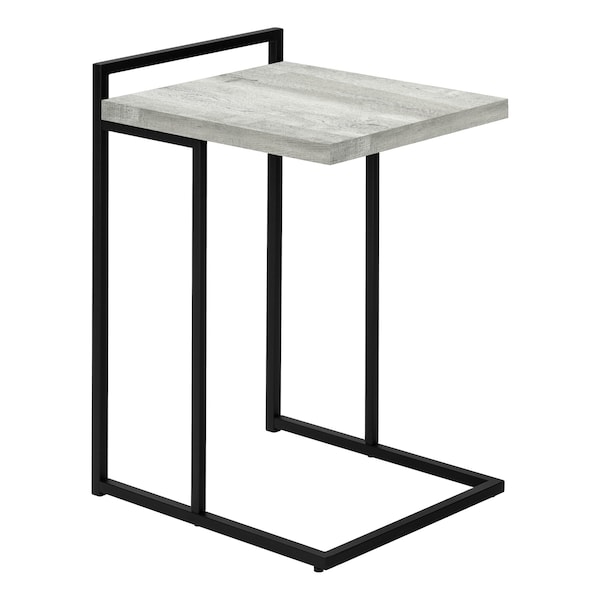 Accent Table, C-shaped, End, Side, Snack, Living Room, Bedroom, Metal, Laminate, Grey, Black